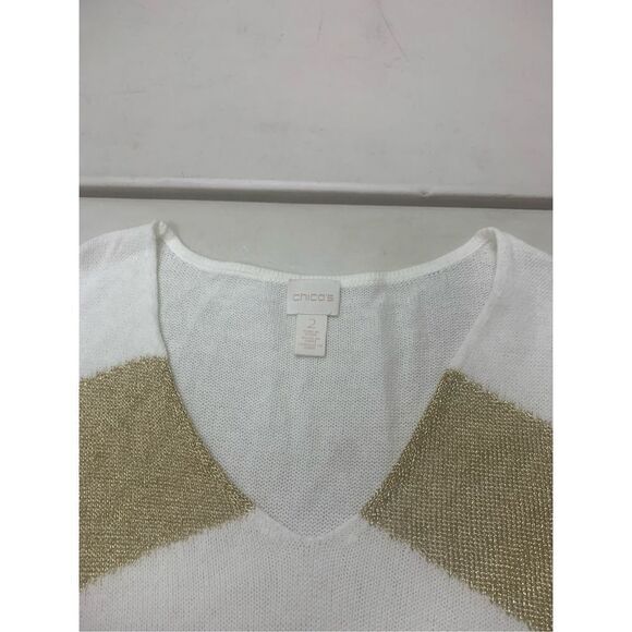 Chicos Metallic Striped Sweater - Picture 6 of 7